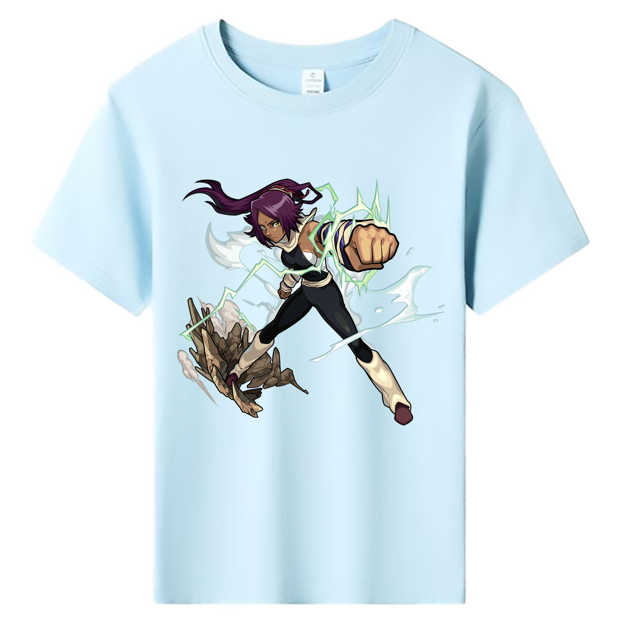 （画像用） ブリーチ 四楓院 夜一（しほういん よるいち） BLEACH Shihouin Yoruichi 綿100％キッズTシャツ（フロントプリント）